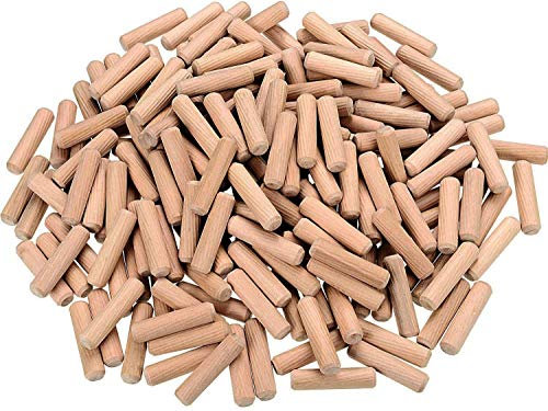 TERF® 200 Pcs Wooden Dowel Pins 6mm X 30mm Wood Dowels Solid Hard Wood Dried Fluted Beveled Hardwood Rods Furniture for Professional Carpenters DIY and Craft Projects