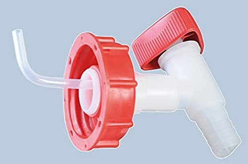 hünersdorff Robinet de vidange pour bidon - Filetage DIN60/61 - Raccord à douille 19 mm ou 3/4 - Naturel/rouge