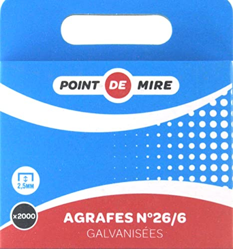 Point de Mire - Agrafes N°26/6 - Boite de 2000 agrafes galvanisées en métal - Lot de 1
