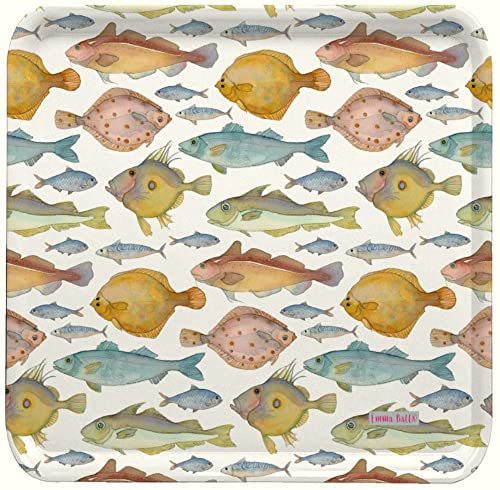 British Fish Design - Bandeja cuadrada de melamina, 29 cm