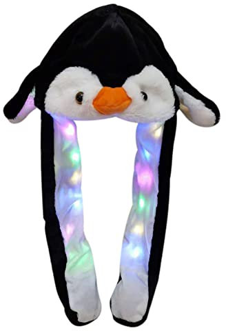 JAWSEU Beweglichen Ohren Hut, Tier Ohr Hut Lustiger Plüschhut, Tiermütze Hat Kaninchen Hut Niedlich Plüsch Tier Ohr Penguin Hut für Geburtstagsgeschenk Cosplay