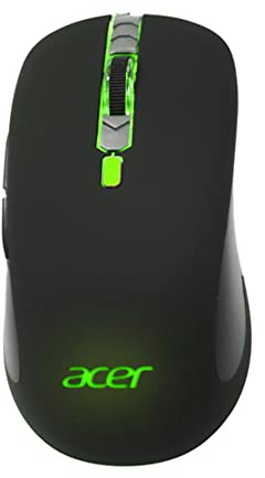 Acer, mouse gaming TWIST-GM1100, ABS rivestito in gomma, 4 effetti LED multicolore, 6 pulsanti, 6400 dpi, 66 IPS, cavo rivestito in tessuto