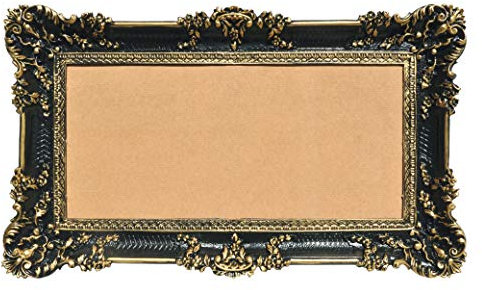 LIGUORO SHOP Grand cadre rectangulaire style baroque imitation vintage shabby chic pour photos, peintures, affiche 96 x 56 cm (noir/or)