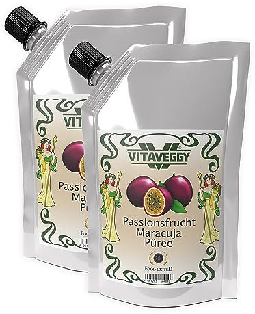VITAVEGGY Frucht-Püree MARACUJA-PASSIONSFRUCHT 4x 1kg von Food-United passion-fruit-puree für Maracuja-Saft-Smoothie Passionsfrucht-Sorbet-Schorle-Cocktail ohne Aroma- Farb- & Konservierungsmittel (4)