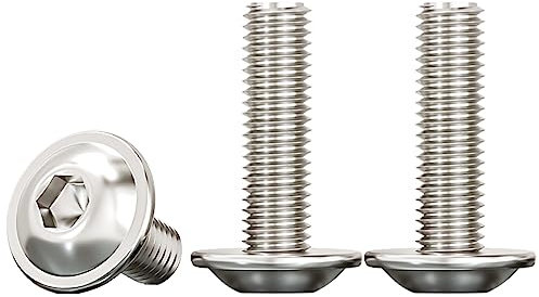 Drenky Tornillos de Acero Inoxidable A2 V2A,M6x20mm Tornillo de Cabeza Alomada con Brida Y Hexágono Interior Tornillo a Máquina Hexagonale Totalmente Rosca Métrica,20 Piezas