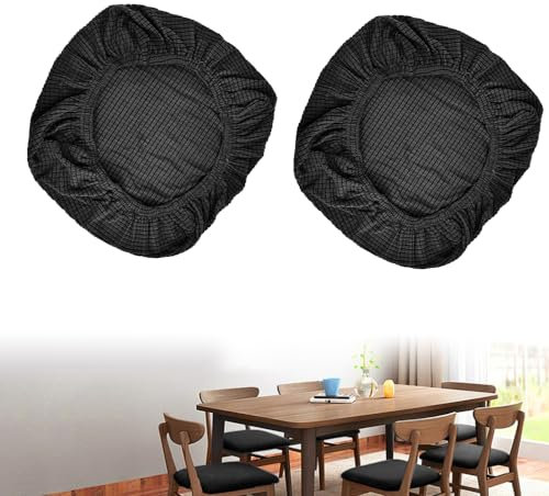 HAOMEEDUO Sitzbezug Stuhl Stuhlüberzug Bürostuhl Bezug Stretch Stuhlhussen Drehstuhl Stuhlbezug Sitzfläche Waschbar Bürostuhlabdeckung Schonbezüge für Esszimmer Büro Bar (2 Stück,38-50cm,Schwarz)