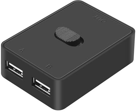 CERRXIAN USB2.0 Switch Selector,USB KVM Switcher Adapter,Bi-directional USB Sharing Switch 2 in 1 Out/ 1 in 2 Out,USB Switcher 2 Computers Share Keyboard Mouse Scanner Printer (USB2.0)