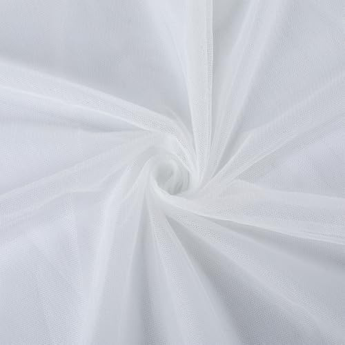 CABODYALS Tela de Malla de Poliéster de 1.6 m Tela de Tul Transparente Blanca Transpirable Por Yarda Tela de Mosquitera Lisa de Gasa Suave para Coser Hacer Manualidades Vestidos de Boda Ropa Decoració