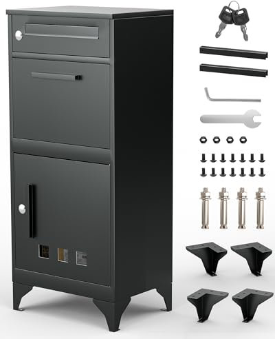 Arverta Briefkasten Und Paketbox, Paketbox Draussen Groß XXL, Standbriefkasten Modern, Paketbriefkasten, Briefkästen Postkasten Edelstahl