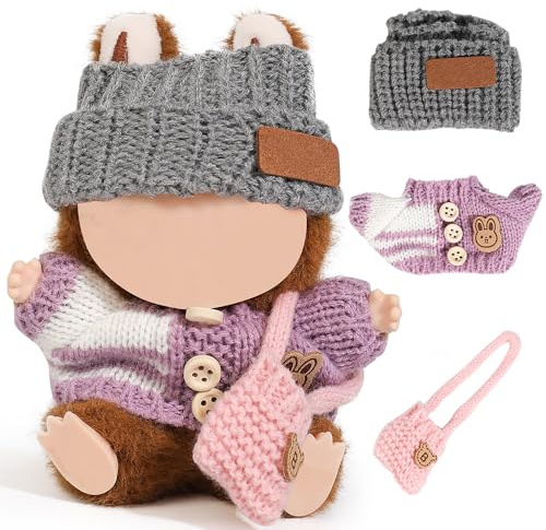 XMBYGY Dockkläder för Labubu (för stående/sittande 17/15 cm docka) - tillbehör i flera stilar kläder för dockor outfit ingår kläder + hatt + axelväska för flicka kvinna (GPP)