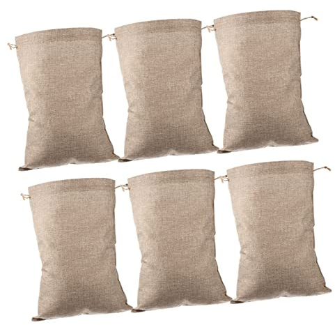TEMPNAP 6 Sacchetti Juta Coulisse 20Cmx30Cm Riutilizzabili per Conservare Verdure e Materiale Traspirante per Giardinaggio