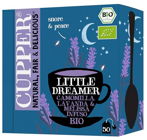 CUPPER - Caja de 50 Bolsitas de Infusión Ecológica Sleep Time Bio - Apto para Veganos - Contiene Manzanilla, Melisa, Lavanda