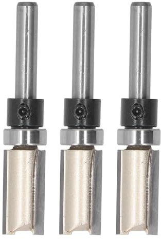 NDNCZDHC 3 Punta fresa dritta con cuscinetto doppio flauto, codolo 1/4 – 3 scatole di immagazzinaggio, punta fresa finitura a filo per lavorazione del legno