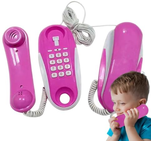 Teléfono De Juego De Simulación Con Sonidos De Timbre Reales- Teléfono De Juguete Para Niños, Diseño De Celda Realista Con Cable De 23 Pies, Estación De Auricular Doble Resistente, Tecnología Especial