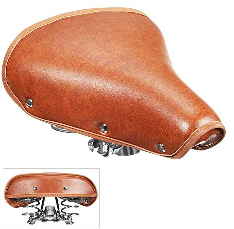 Eachbid Sillín de Bicicleta de Cuero PU Sillin Bicicleta Carretera Reemplazo de Asiento de MTB Bicicleta Universal Unisex Cómodo Impermeable