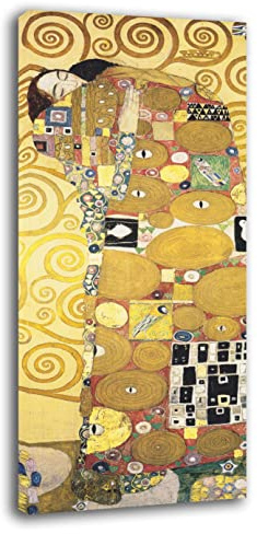 Printerland Quadro Moderno Verticale Klimt Abbraccio Quadri moderni da Parete XXL grande Stampa su tela Canvas Decorazione Murale muro Soggiorno Arredo Camera da letto Cucina (30x70 cm, Klimt1)