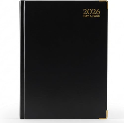 G4GADGET Premium 2026 Day A Page Gilt Edges Diary A4 Black 30cmx21cm