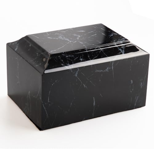 MAKEY'S Urne Funéraire en Marbre Culturel Classique pour Cendres Humaines Adultes Homme/Femme, Urne Funéraire Décorative Professionnelle pour Cendres - Noir