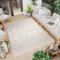 TAPISO Timber Teppich Outdoor Creme Terasse Balkon Indoor Ethno Design Flachgewebe Wetterfest UV-Beständig Sisaloptik mit Fransen ÖKO-TEX 160 x 220 cm