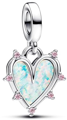 PANDORA Moments 793434C01 Breloque Double en Argent Sterling Avec Opale artificielle Compatible Avec Bracelets ME et Moments, Taille Unique, Argent Sterling, Opale créée