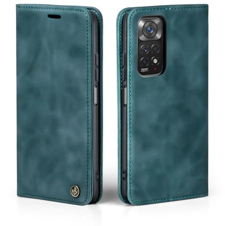 LBH Handyhülle für Xiaomi Redmi Note 11 Pro / 11 Pro 5G in Petrol Blau mit Karten- und Geldfach Smartphone Hülle mit Standfunktion Flip Case Schutzhülle Magnetverschluss Vintage