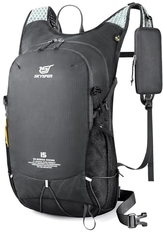 SKYSPER 15L Mochila Pequeña de Senderismo, Mochila Trekking con Bolso para Teléfono Desmontable para Hombres Mujeres Macuto de Viaje Casual