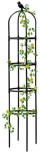 Grand treillis obélisque pour plantes grimpantes - 180 x 50 cm - Support durable pour fleurs de jardin - Résistant aux intempéries et anti-inclinaison - Noir - 180 x 50 cm