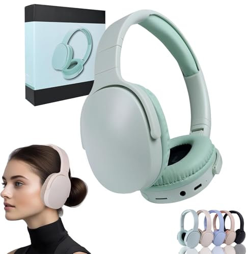 Echosilence X, Echosilence X Headphones, Inallseason Headphones, Memory Foam Ear Cups, Wireless Bluetooth Over The Ear Noise Canceling Phones, Bilateral Stereo Sound, for Sport, Game, Gym (Green)