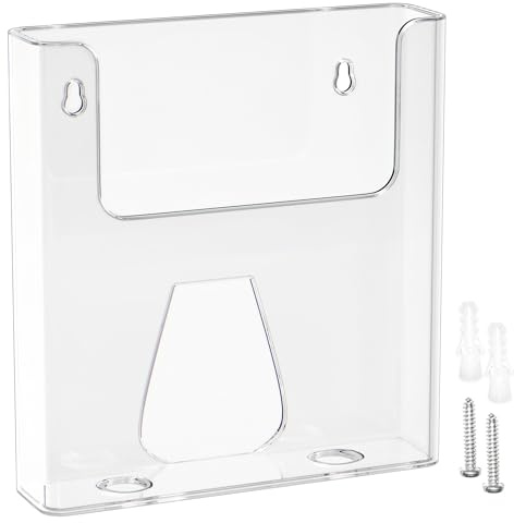Viymgit A4 Wall Mounted Document Holder, Clear Portrait Magazine File Stand for Brochures, Menus, Leaflets & Literature File Letter Paper Display