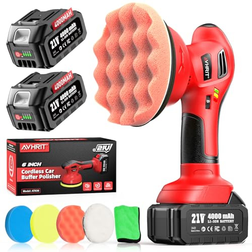 Pulidora de Coche Inalámbrica kit de Almohadillas y Pulidores de Coche 6, Ideal para Pulido, Encerado y Detallado de Vehículos