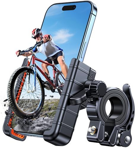 Coolpow Soporte Móvil Bicicleta [Diseño Semiabierto], Soporte Móvil Moto [Cerradura 1s & Anti Vibración] Soporte Teléfono Bici para iPhone 16 Pro 15 14, Samsung, 4.7-6.8 Smartphone