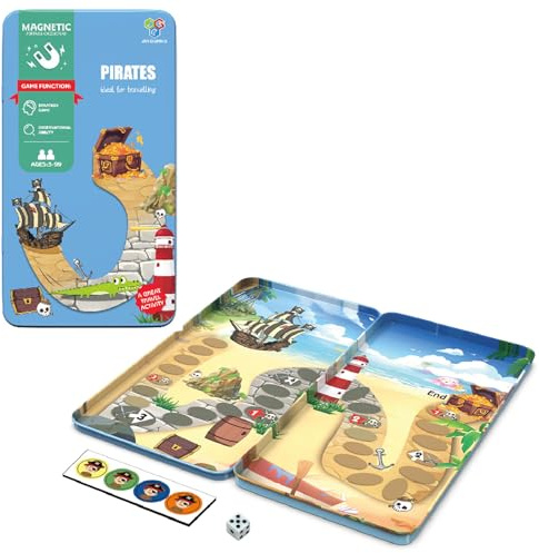 Juego de Viajes Magnéticos, Mini Juegos de Mesa, Juegos de Tamaño de Viaje, Juego de Dados con Cifras y Tablero Portátil, Regalo para Viaje de Fiesta Familiar