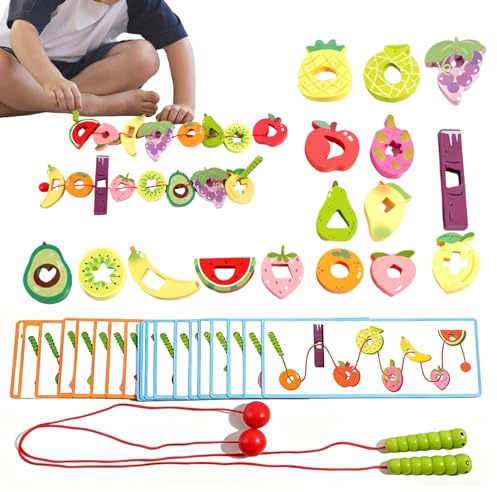 Giochi Di Infilare Per Bambini Piccoli | Attività Di Infilaggio In Legno Gioco Educativo,Perline Da Infilare Con Filo - Per Apprendimento Prescolare E Sviluppo Bambini E Bambine Età 3 E Oltre
