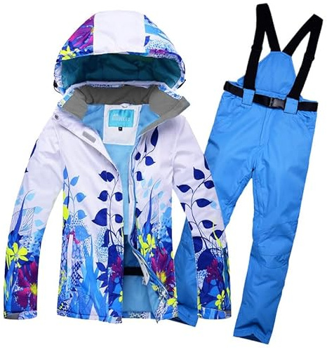 GBZIJIE Giacca da Sci Pantaloni Set Warm Vestito da Sci Donna Antivento Impermeabile Snowboard all'aperto Sport Usura Giacca + Pantaloni Campeggio Equitazione Super Calda Abbigliamento Set(1,M)