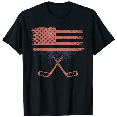 Camiseta De Hockey con Bandera Americana para Hombre Y Niña, Camiseta