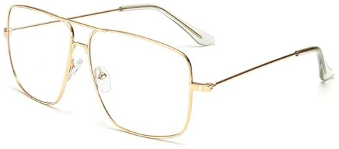 Dollger Blue Light Glasses for Men Classic Clear Lens Non Prescription Gold Metal Aviator Square Frame Glasses Women
