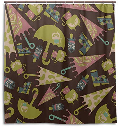 Eslifey - Cortina de ducha de poliéster con diseño de paraguas (167 x 183 cm)