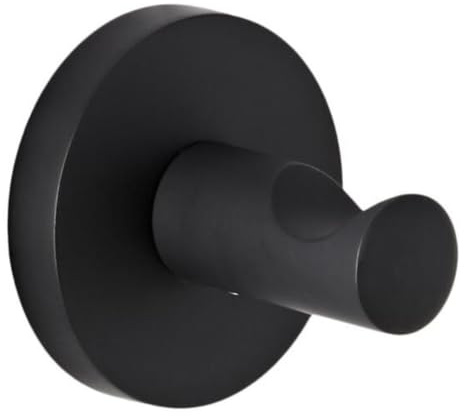 Milano Nero Bathroom Single Wall Mounted Bath Robe Towel Hook Holder - Black
