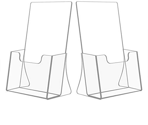 NIUBEE 2 Pack 8.5'' x 5.5'' Acrylic Bi-fold Brochure Holder,Clear Plastic Counter top Flyer Organizers