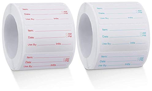 2 Rouleaux 1000 Pièces Autocollants Alimentaires Amovibles, Auto-Adhésif Amovible Étiquettes Autocollantes pour Confiture pour La Maison Ou Le Restaurant En Conserve (2 Couleurs)