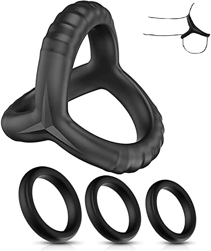 ALMYMM 4 Piezas Juego Pene Anillos Testículos, Juguete Sexual para Parejas, Anillo Pene Silicona, Ayuda para Erección para Agrandar Pene, Anillo Pene Extremo Eyaculación Retardada Sexo