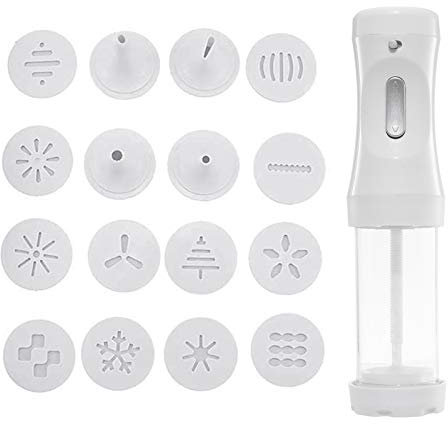 Elektrische Gebäckpresse, Elektrische Gebäckspritze, Einstellbare Geschwindigkeit, Profi Gebäckpresse & Garnierspritze, Mit 12 Schablonen, 4 Tüllen