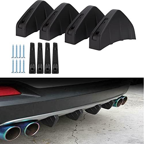 4 pezzi Spoiler paraurti posteriore, protezione per labbro paraurti posteriore in PP Nero Diffusore posteriore per auto Sostituzione per manutenzione universale
