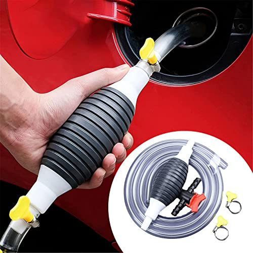 Handpumpe Benzinpumpe, Dieselpumpe ölpumpe mit 2M Rnglebigen PVC Sahlauch,Universal Absdugpumpe für Boot Auto Fahrzeug Diesel Benzin Öl Watser,TragbareSchlauchpumpe für Benzin Flüssigkraftstoff (B)