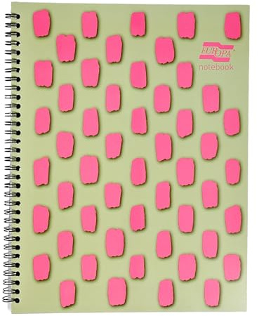 Exacompta Europa Splash - Ref EU1503Z Wirebound Notebooks, Bright Cover, 160 Lined Pages, A4+ Size with Micro-Perforated Pages, Pack of 3 Pink/Green Cover