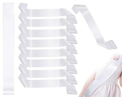 ZoeTekway Paquete de 9 bandas blancas vacías, bandas de fiesta lisas para bricolaje, bandas de satén en blanco, para regreso a casa, desfiles, bodas