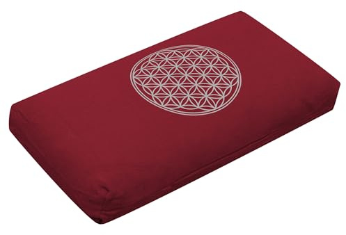 Yogistar Yogakissen - Klein - Blume des Lebens - Mit Bio Dinkelspelz-Füllung Bordeaux