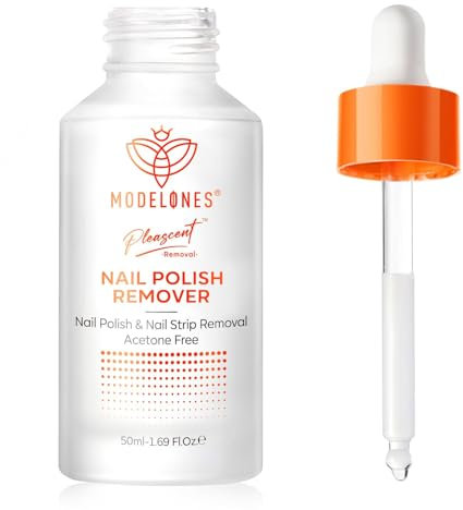 Modelones Nail Polish Remover Acetone-Free Easy Peel for Nail Strips & Press on Nails, Nail Glue Remover Natural Formula Serum for Nail Moisturizing & Care, Non-Toxic, Low Odor, Portable Size 50ml