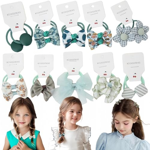 KAQILE 20 Stück Baby Haargummis, Haargummi Mädchen, Haargummis für Kinder, Schleifen-Stirnband Pferdeschwanz Inhaber Haarzubehör für Mädchen Kinder Kleinkinder Baby