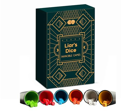 Original Liars Dice Würfelspiel - 6 Würfelbecher und 6 Würfel im Set kaufen - Gesellschaftsspiel Partyspiel Bluffspiel für 2-6 Spieler - Schocken Jule Meiern Mäxchen